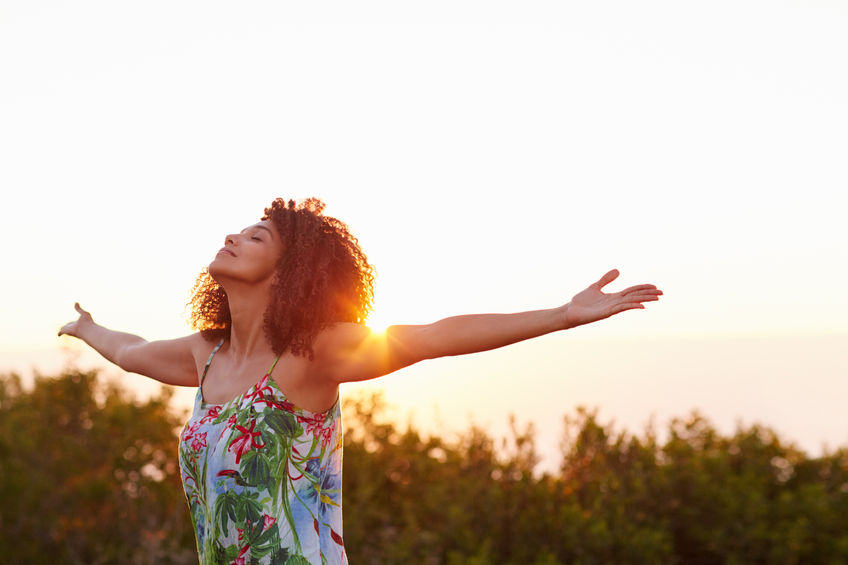 It is for Freedom - Bob Sawvelle - beautiful woman expressing freedom outdoors with her arms outstretched