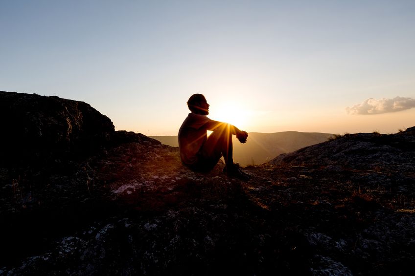 Accept Being Found - Bob Sawvelle - silhouette of man praying on hillside